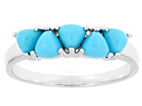 Blue Sleeping Beauty Turquoise Rhodium Over Sterling Silver Ring