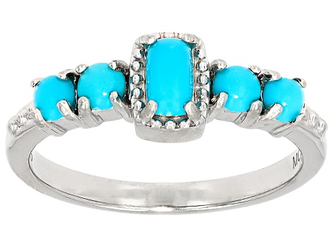 Blue Sleeping Beauty Turquoise Rhodium Over Sterling Silver Ring