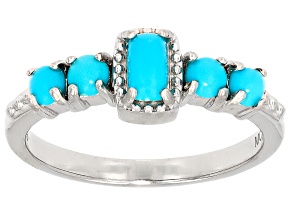 Blue Sleeping Beauty Turquoise Rhodium Over Sterling Silver Ring