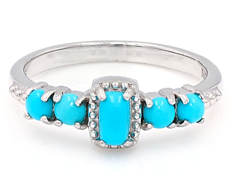 Blue Sleeping Beauty Turquoise Rhodium Over Sterling Silver Ring