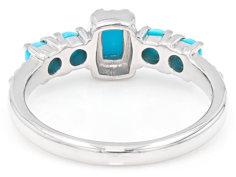 Blue Sleeping Beauty Turquoise Rhodium Over Sterling Silver Ring