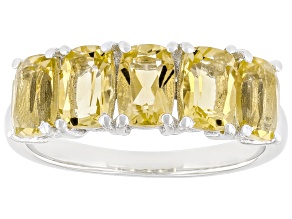 Yellow Citrine Rhodium Over Sterling Silver Band Ring 2.12ctw
