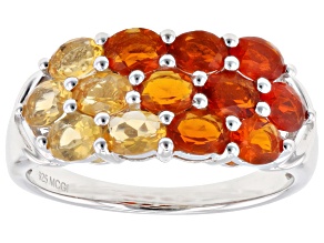 Orange Fire Opal Rhodium Over Sterling Silver Ring 1.28ctw
