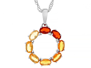 Orange Fire Opal Rhodium Over Sterling Silver Pendant With Chain 1.08ctw