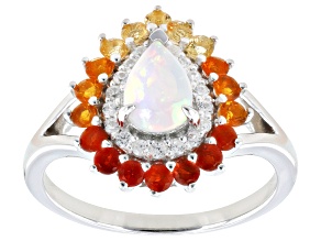 White Ethiopian Opal Rhodium Over Sterling Silver Ring 0.77ctw