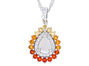 White Ethiopian Opal Rhodium Over Sterling Silver Pendant with Chain 0.77ctw