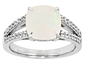 White Ethiopian Opal Rhodium Over Sterling Silver Ring 1.61ctw