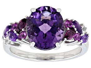Purple Canela Amethyst Rhodium Over Sterling Silver Ring 3.39ctw