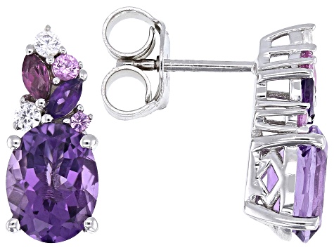 ♡( ◠‿◠ )♡ Pink And White Cubic Zirconia Rhodium Over Sterling Silver