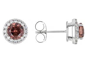 Blush Zircon Rhodium Over Sterling Silver Stud Earrings 2.32ctw
