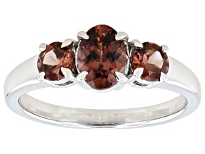 Blush Zircon Rhodium Over Sterling Silver 3-Stone Ring 1.61ctw