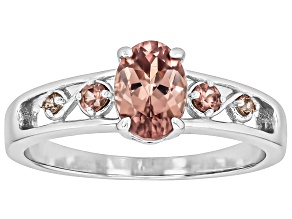 Blush Zircon Rhodium Over Sterling Silver Ring 1.05ctw