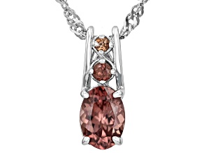 Blush Zircon Rhodium Over Sterling Silver Pendant With Chain 1.00ctw