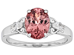Blush & White Zircon Rhodium Over Sterling Silver Ring 2.51ctw