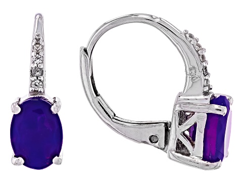 Purple Ethiopian Opal Rhodium Over Sterling Silver Earrings 0.99ctw