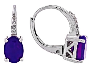 Purple Ethiopian Opal Rhodium Over Sterling Silver Earrings 0.99ctw
