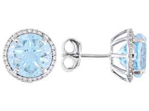 Sky Blue Topaz Rhodium Over Sterling Silver Earrings 7.75ctw