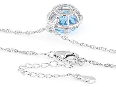 Sky Blue Topaz with White Zircon Rhodium Over Sterling Silver Pendant ...