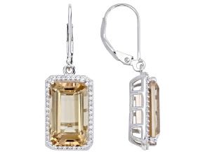 Champagne Quartz With White Zircon Rhodium Over Sterling Silver Earrings 9.43ctw