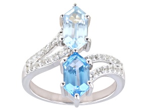 Swiss Blue Topaz Platinum Over Sterling Silver Ring 2.65ctw