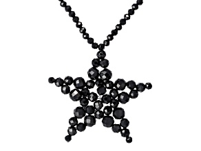 Black Spinel Sterling Silver Beaded Star Necklace 25.80ctw