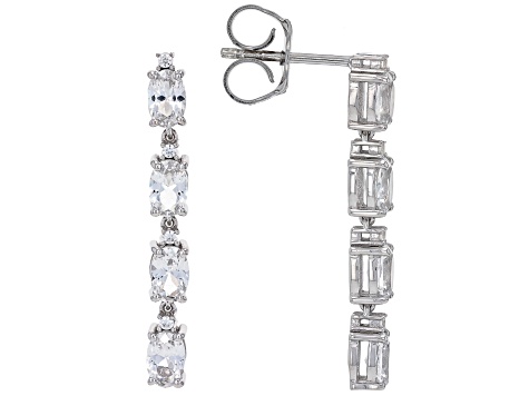 White Lab Created Sapphire Rhodium Over Sterling Silver Earrings 3.64ctw