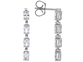 White Lab Created Sapphire Rhodium Over Sterling Silver Earrings 3.64ctw