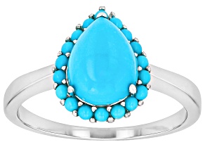 Blue Sleeping Beauty Turquoise Rhodium Over Sterling Silver Ring