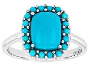 Sleeping Beauty Turquoise Rhodium Over Sterling Silver Ring
