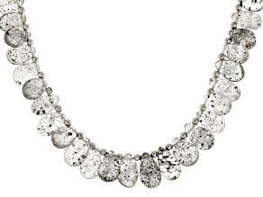 Black Tourmalinated Quartz Rhodium Over Sterling Silver Beaded Necklace 240.00ctw