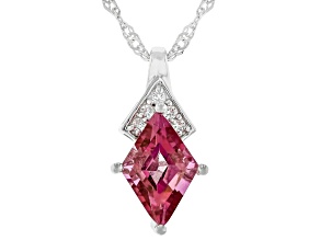 Rhombus Cut Pink Topaz Rhodium Over Sterling Silver Pendant with Chain 2.20ctw