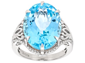 Sky Blue Topaz Rhodium Over Sterling Silver Ring 12.75ct