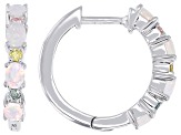 White Ethiopian Opal with Multi-Color Prazana® Lab-Grown Diamonds Rhodium Over Silver Earrings