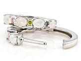 White Ethiopian Opal with Multi-Color Prazana® Lab-Grown Diamonds Rhodium Over Silver Earrings