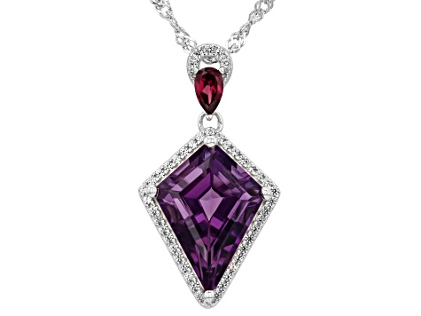 Purple Canela Amethyst Rhodium Over Sterling Silver Pendant With Chain 6.49ctw