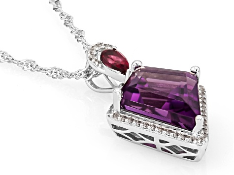 Purple Canela Amethyst Rhodium Over Sterling Silver Pendant With