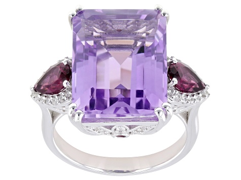 Purple Canela Amethyst with Rhodolite & Zircon Rhodium Over
