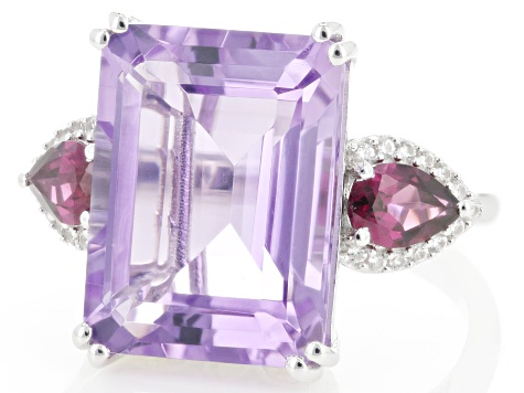 Purple Canela Amethyst with Rhodolite & Zircon Rhodium Over