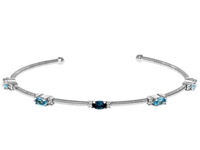 Multi Topaz with White Zircon Rhodium Over Sterling Silver Bracelet 1.33ctw