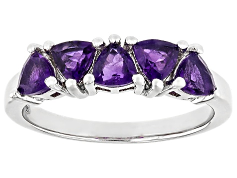 Purple Amethyst Platinum Over Sterling Silver 5-Stone Ring 0.85ctw