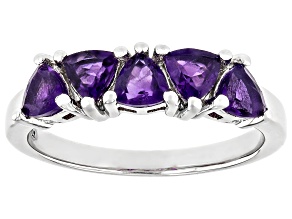 Purple Amethyst Platinum Over Sterling Silver 5-Stone Ring 0.85ctw