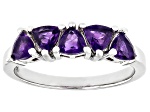 Purple Amethyst Platinum Over Sterling Silver 5-Stone Ring 0.85ctw