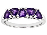 Purple Amethyst Platinum Over Sterling Silver 5-Stone Ring 0.85ctw