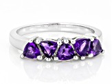 Purple Amethyst Platinum Over Sterling Silver 5-Stone Ring 0.85ctw