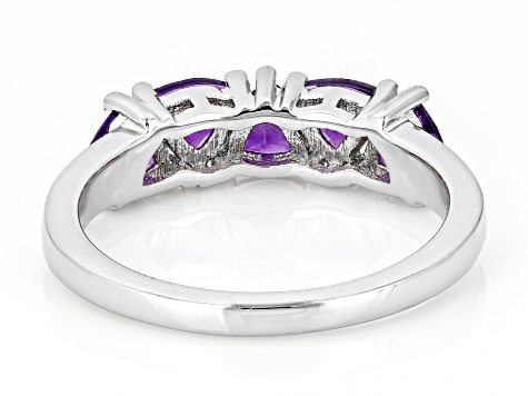 Purple Amethyst Platinum Over Sterling Silver 5-Stone Ring 0.85ctw