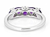 Purple Amethyst Platinum Over Sterling Silver 5-Stone Ring 0.85ctw
