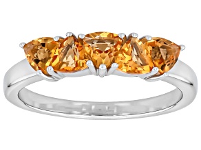 Yellow Citrine Platinum Over Sterling Silver 5-Stone Ring 0.99ctw