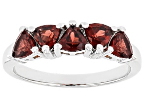 Red Garnet Platinum Over Sterling Silver 5-Stone Ring 1.26ctw