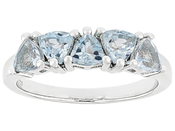 Sky Blue Topaz Platinum Over Sterling Silver 5-Stone Ring 1.28ctw