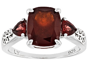 Red Hessonite Garnet Rhodium Over Sterling Silver Ring 3.38ctw